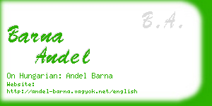barna andel business card